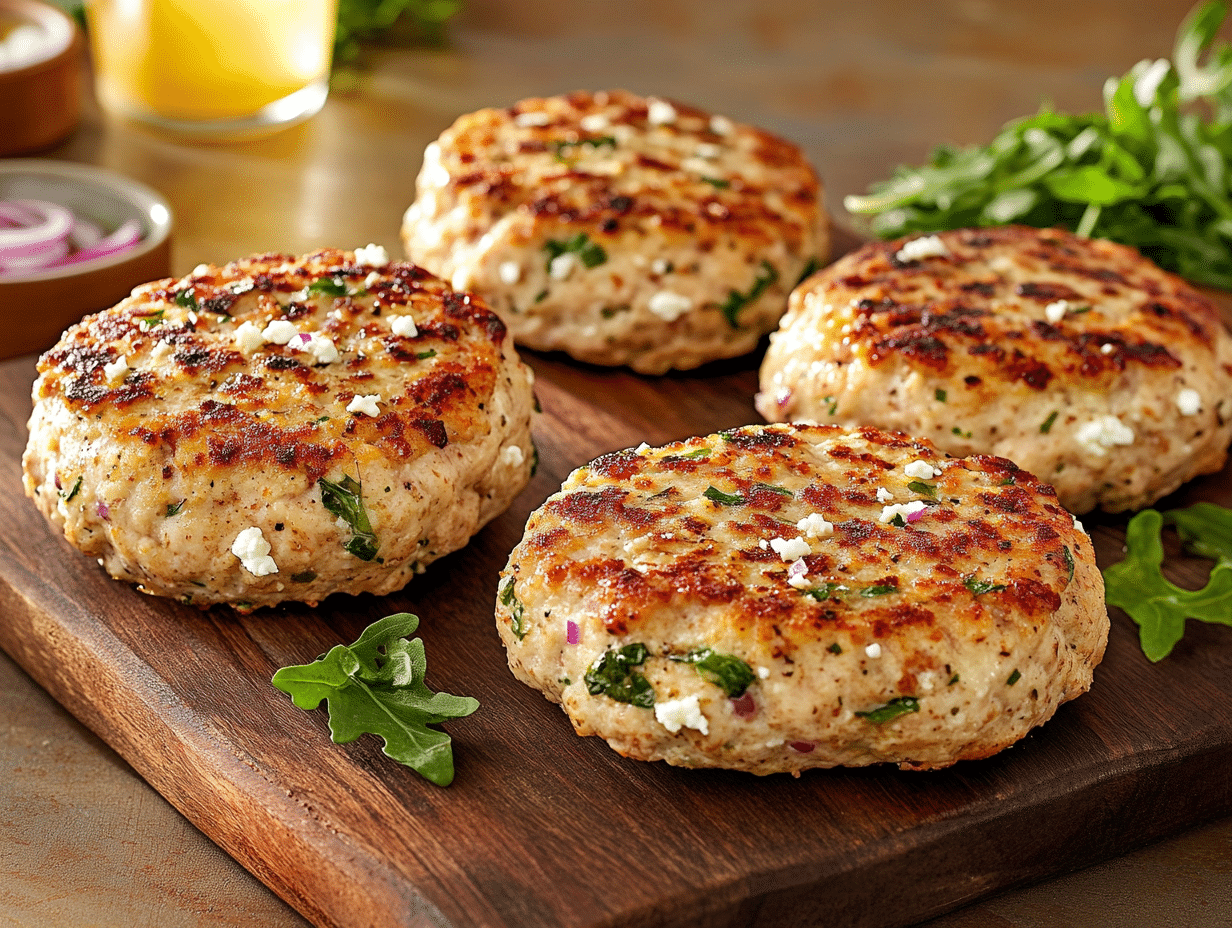 Appetizing Feta Arugula Turkey Burgers