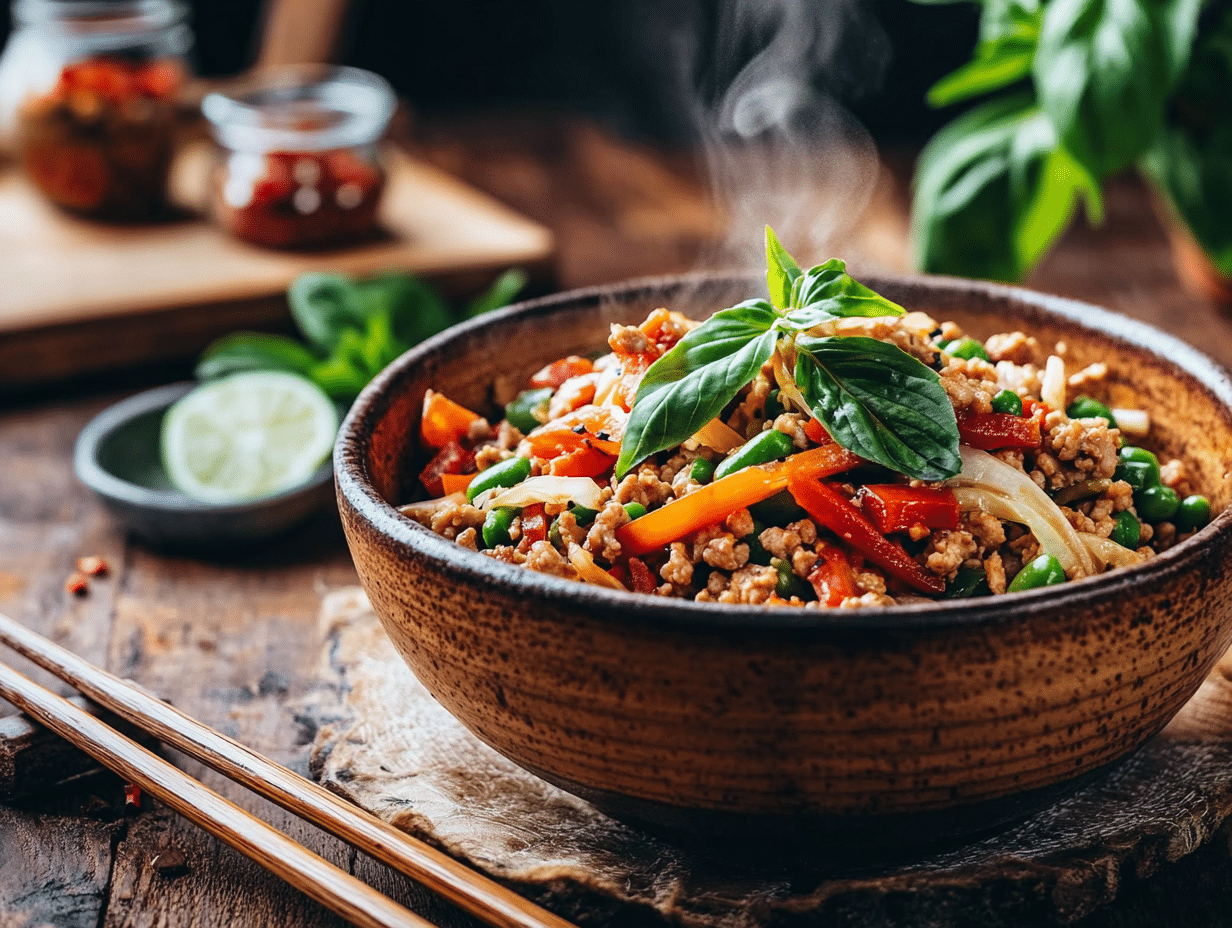 Authentic Thai-Style Ground Turkey Stir Fry