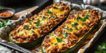 Beef 奥洲5幸运奖结果 Mince And Mozzarella Stuffed Zucchini Boats