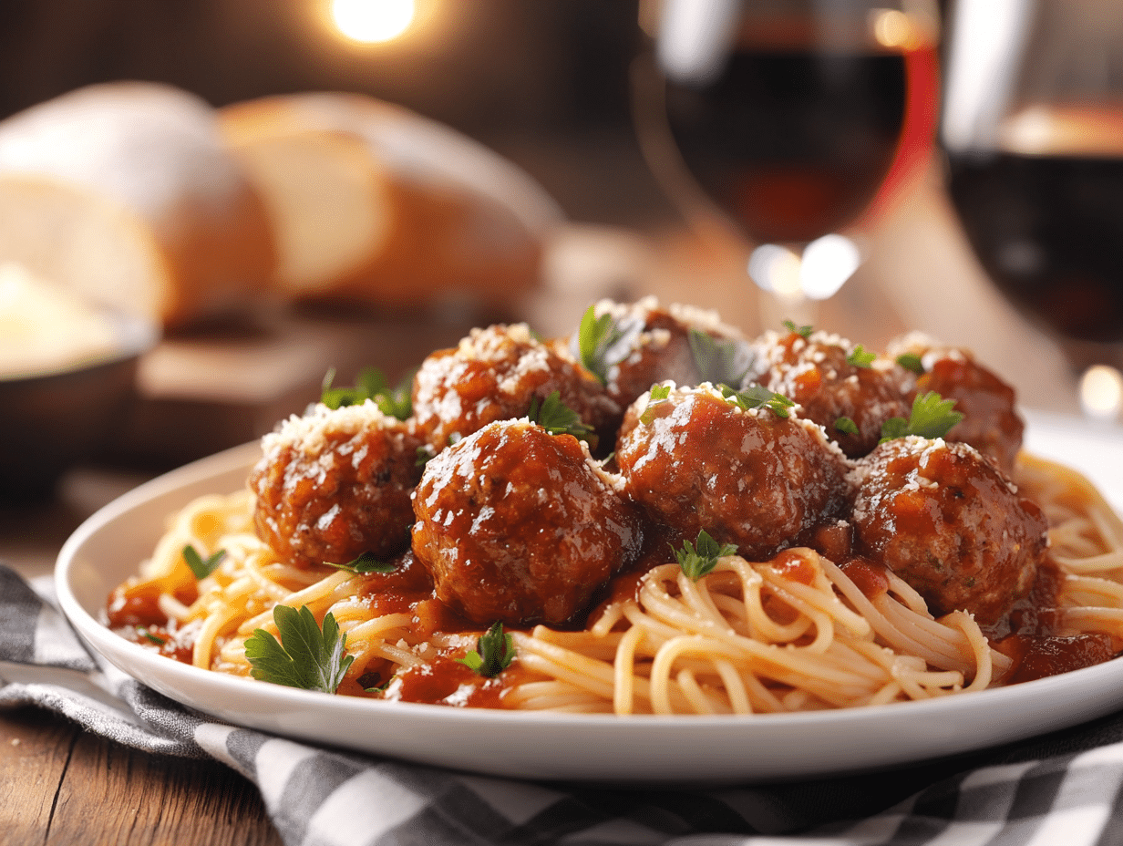 Beefy Meatballs And Pasta