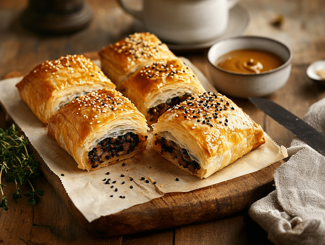 Rustic Black Pudding Sausage Rolls With British Charm