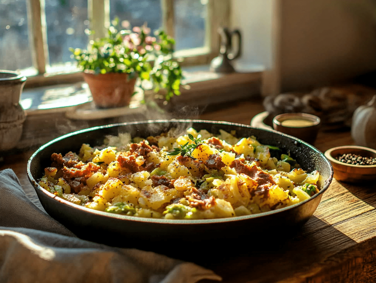 Hearty British Comfort Food Corned Beef And Bubble &Amp; Squeak