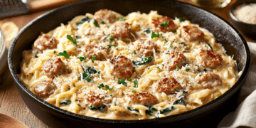Creamy Chicken Sausage Orzo Skillet