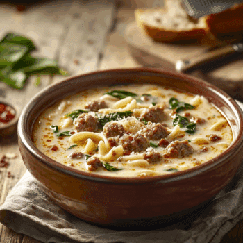Creamy Parmesan Italian Sausage Ditalini Soup