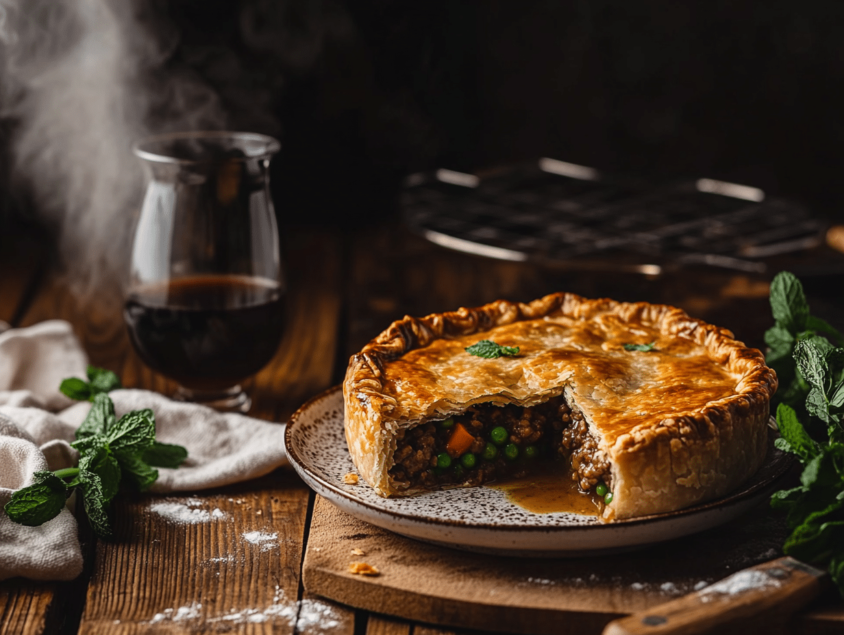 Rustic Lamb Mince Pie With Vibrant Mint Gravy