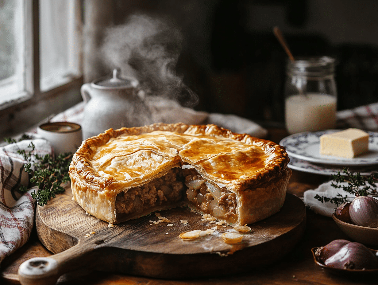 Rustic British Pork Pie With Tangy Pickled Onions