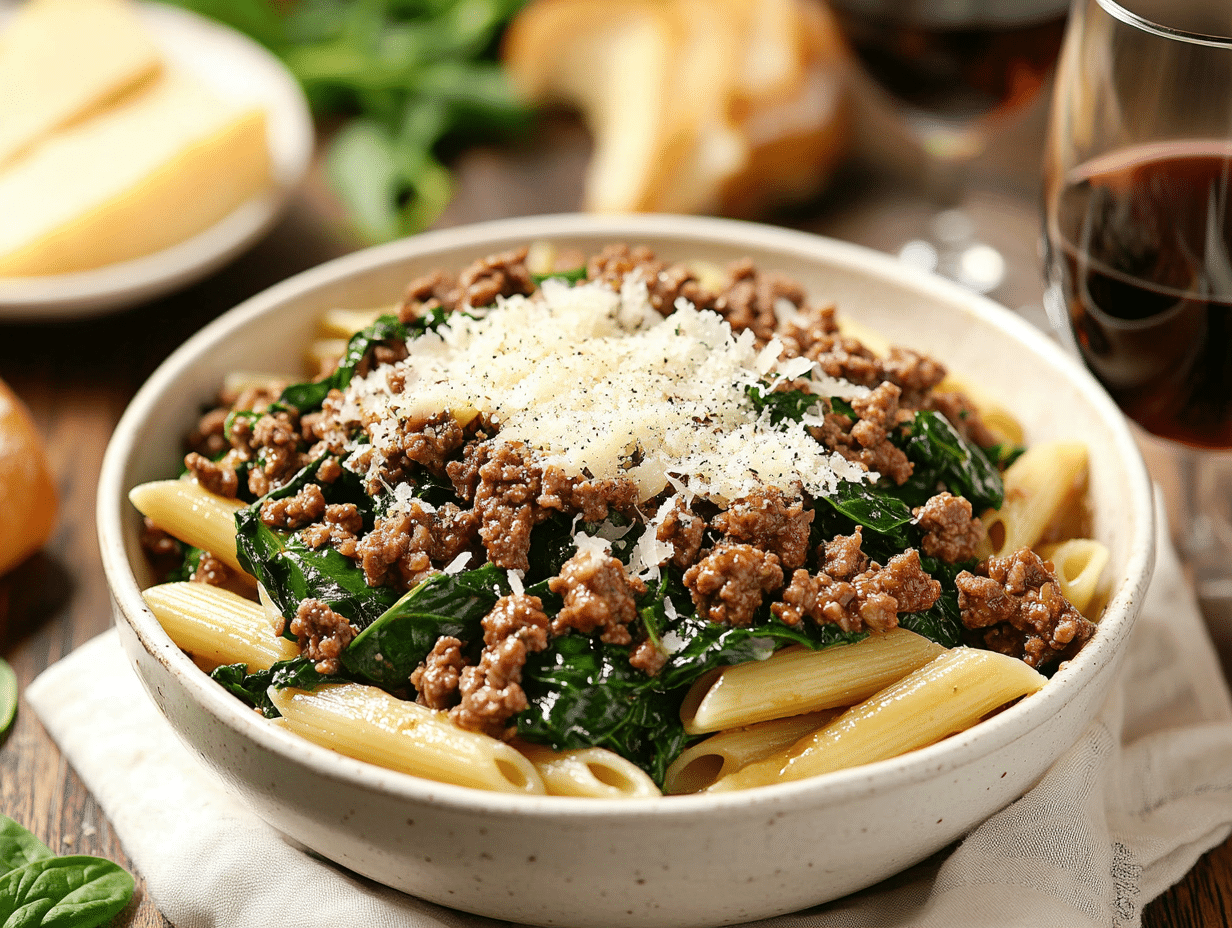 Speedy Beef And Spinach Pasta Perfect For Busy Nights