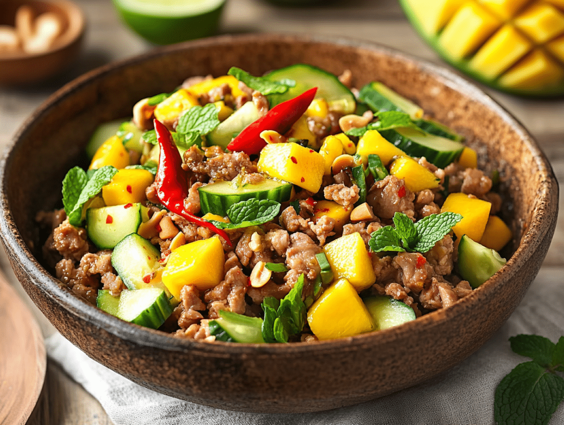 Sweet And Savory Minced Pork And Mango Salad