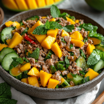 Sweet And Savory Minced Pork And Mango Salad